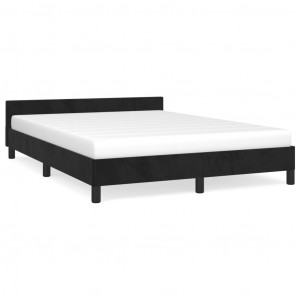Estructura de cama con cabecero de terciopelo negro 140x200 cm H