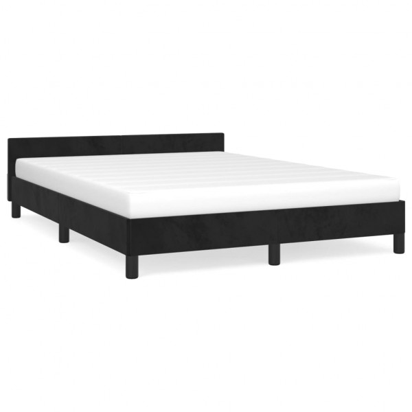 Estructura de cama con cabecero de terciopelo negro 140x200 cm M 2
