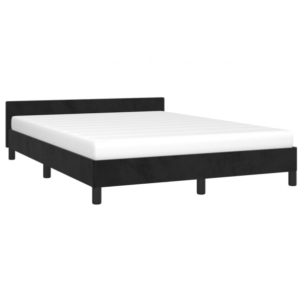 Estructura de cama con cabecero de terciopelo negro 140x200 cm M 3