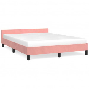 Estrutura cama c/ cabeceira sem colchão 140x200 cm veludo rosa H