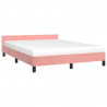 Estructura de cama con cabecero de terciopelo rosa 140x200 cm 3