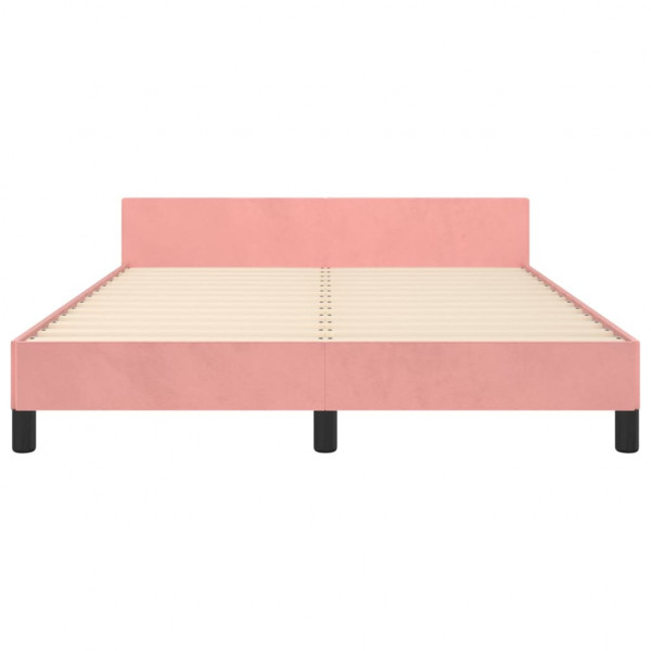 Estrutura cama c/ cabeceira sem colchão 140x200 cm veludo rosa M 5