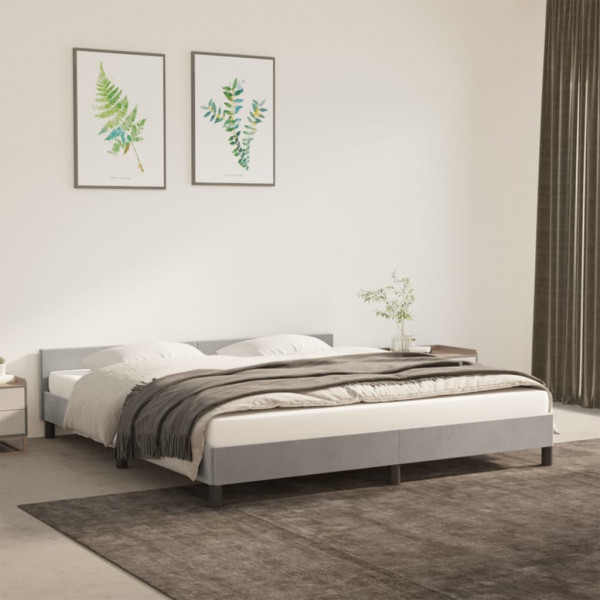 Estructura de cama con cabecero terciopelo gris claro 160x200cm D