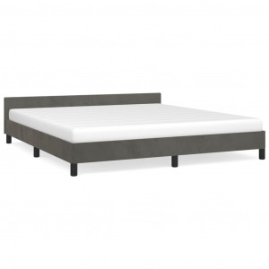 Estrutura de cama sem colchão 160x200 cm veludo cinzento-escuro H