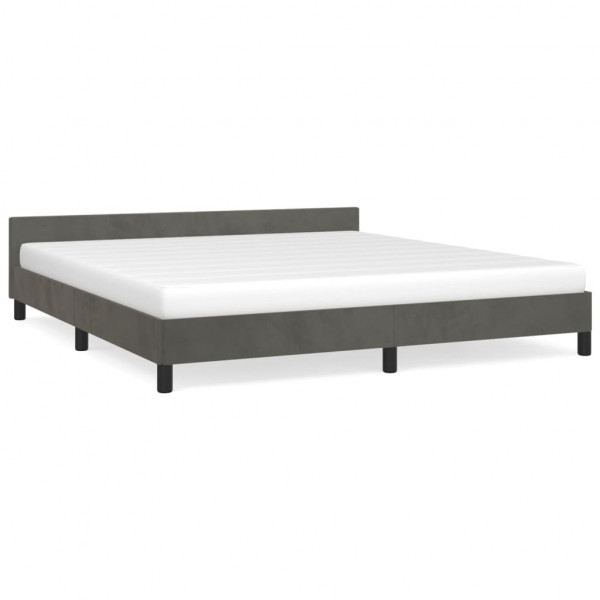 Estructura cama con cabecero terciopelo gris oscuro 160x200 cm M 2