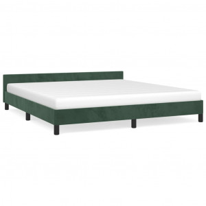 Estructura cama con cabecero terciopelo verde oscuro 160x200 cm H