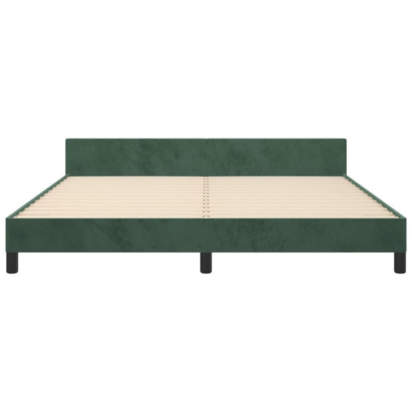 Estrutura de cama sem colchão 160x200 cm veludo verde-escuro M 5