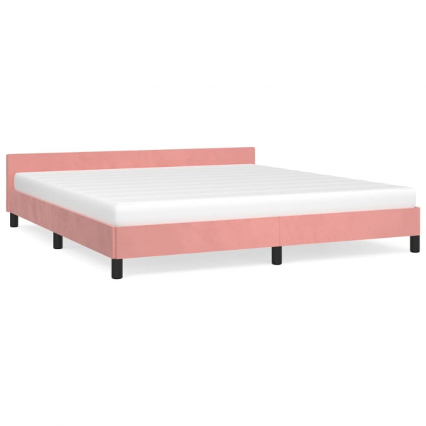 Estructura de cama con cabecero de terciopelo rosa 160x200 cm M 2