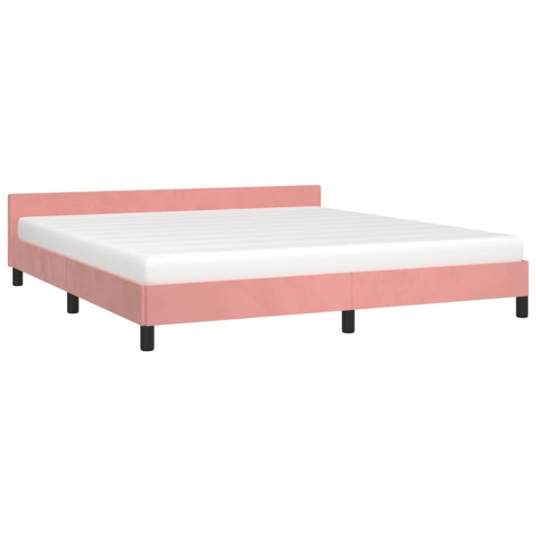 Estrutura cama c/ cabeceira sem colchão 160x200 cm veludo rosa M 3