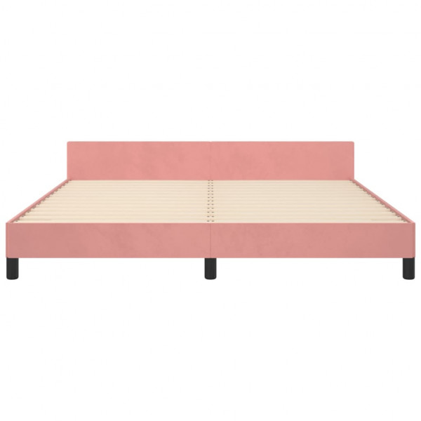 Estrutura cama c/ cabeceira sem colchão 160x200 cm veludo rosa M 5
