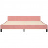 Estructura de cama con cabecero de terciopelo rosa 160x200 cm 5