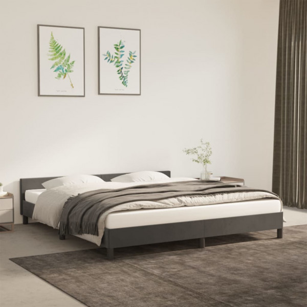 Estructura cama con cabecero terciopelo gris oscuro 180x200 cm D