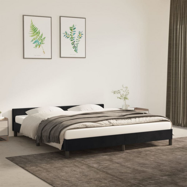 Estructura de cama con cabecero de terciopelo negro 180x200 cm D