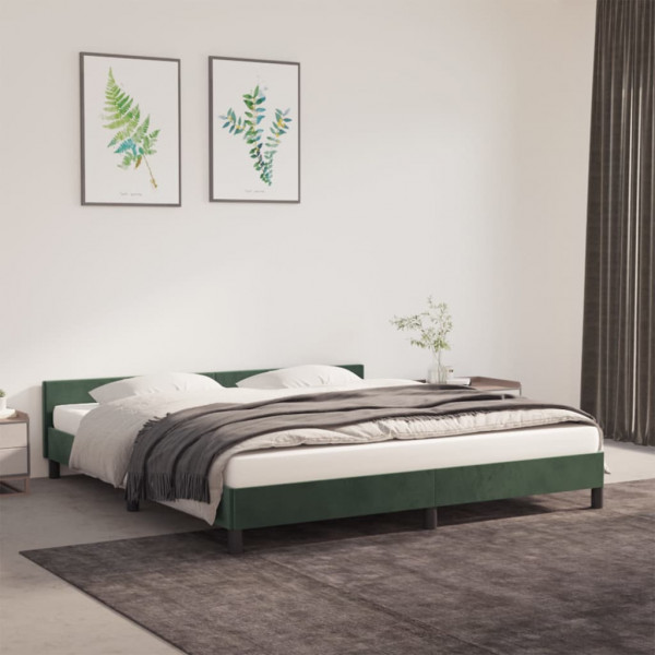Estructura cama con cabecero terciopelo verde oscuro 180x200 cm D