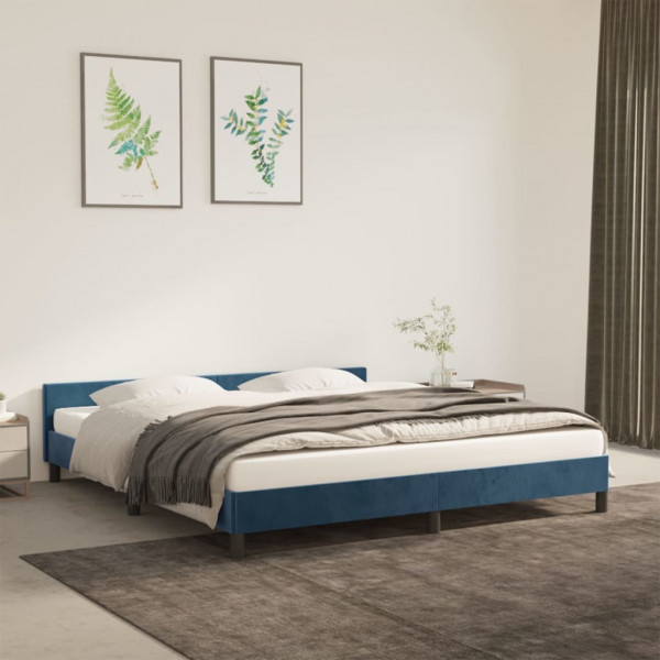 Estructura cama con cabecero terciopelo azul oscuro 180x200 cm D
