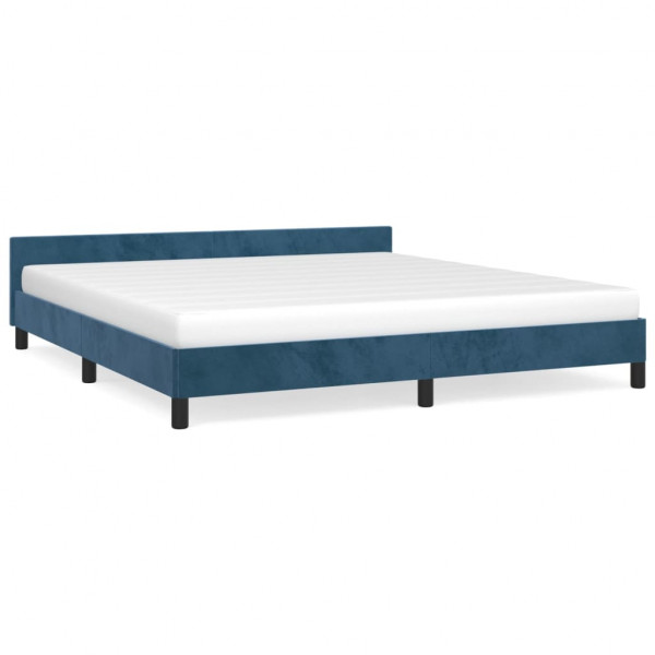 Estructura cama con cabecero terciopelo azul oscuro 180x200 cm M 2