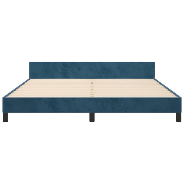 Estrutura de cama sem colchão 180x200 cm veludo azul-escuro M 5