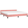 Estructura de cama con cabecero de terciopelo rosa 180x200 cm 3