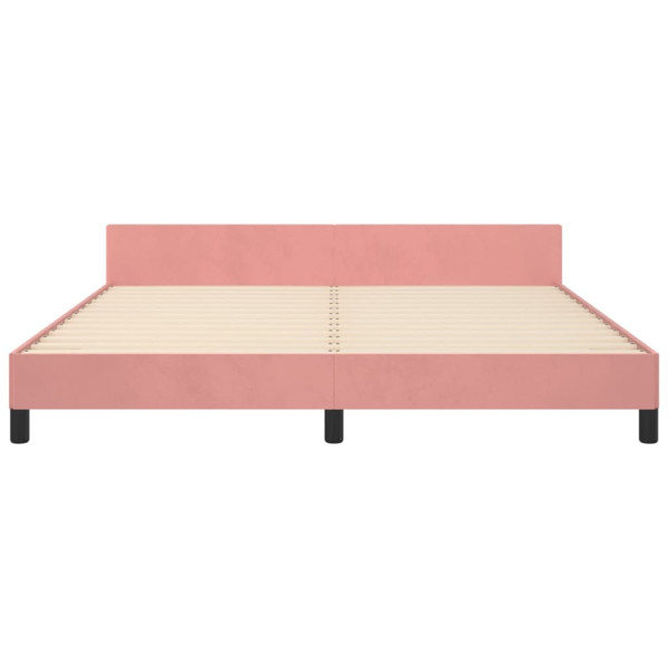 Estrutura cama c/ cabeceira sem colchão 180x200 cm veludo rosa M 5