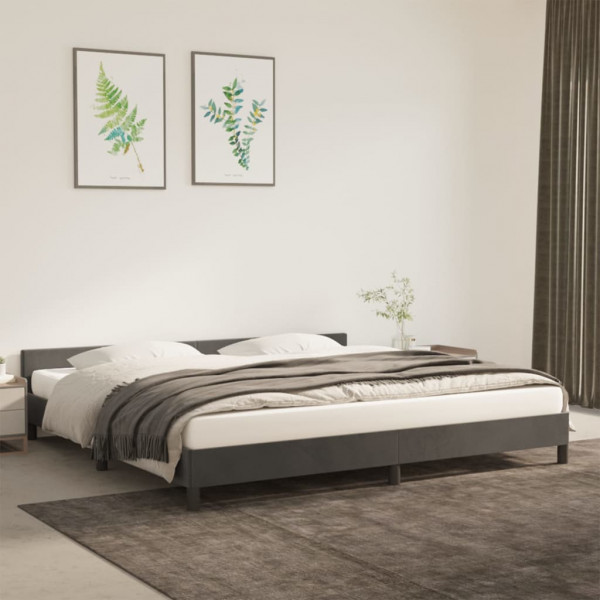 Estructura cama con cabecero terciopelo gris oscuro 200x200 cm D