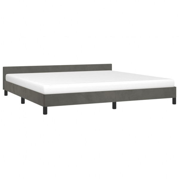 Estructura cama con cabecero terciopelo gris oscuro 200x200 cm M 3