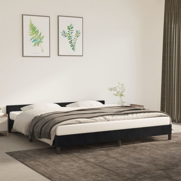 Estructura de cama con cabecero de terciopelo negro 200x200 cm D