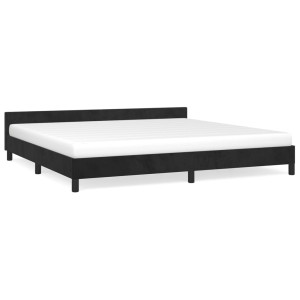 Estructura de cama con cabecero de terciopelo negro 200x200 cm H