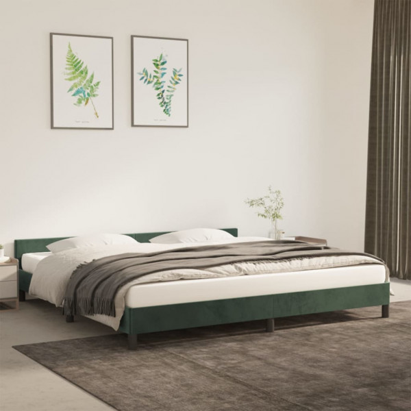 Estructura cama con cabecero terciopelo verde oscuro 200x200 cm D
