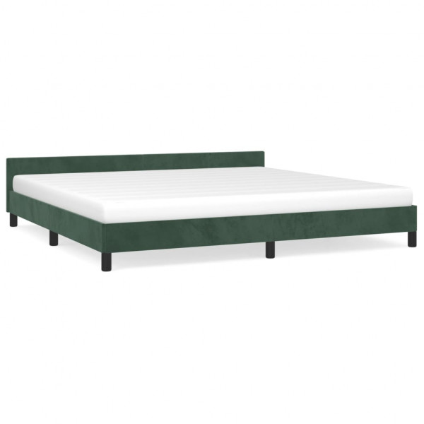 Estrutura de cama sem colchão 200x200 cm veludo verde-escuro M 2