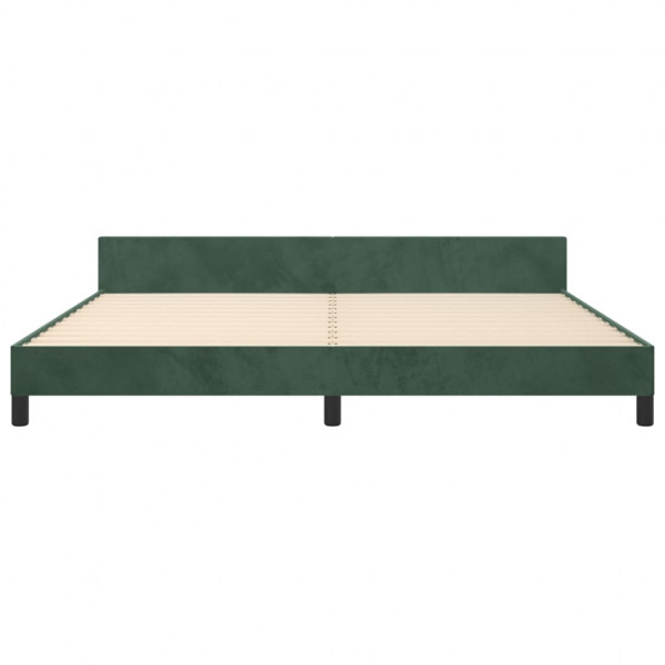 Estrutura de cama sem colchão 200x200 cm veludo verde-escuro M 5