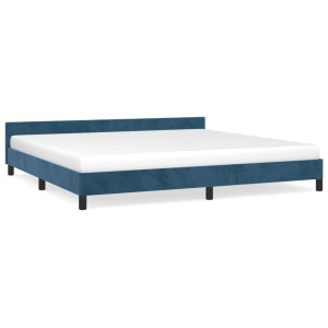 Estrutura de cama sem colchão 200x200 cm veludo azul-escuro H