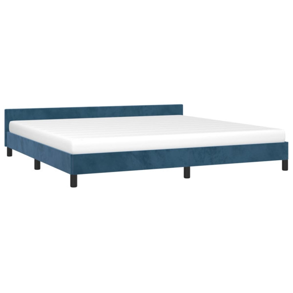 Estructura cama con cabecero terciopelo azul oscuro 200x200 cm M 3