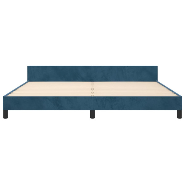 Estrutura de cama sem colchão 200x200 cm veludo azul-escuro M 5