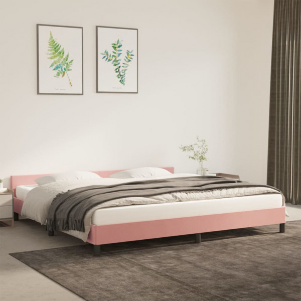 Estructura de cama con cabecero de terciopelo rosa 200x200 cm D
