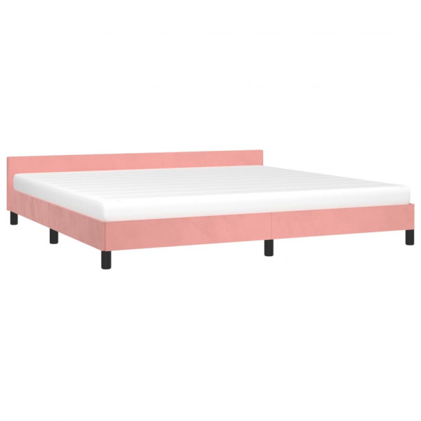 Estrutura cama c/ cabeceira sem colchão 200x200 cm veludo rosa M 3