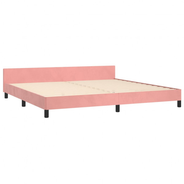 Estrutura cama c/ cabeceira sem colchão 200x200 cm veludo rosa M 4