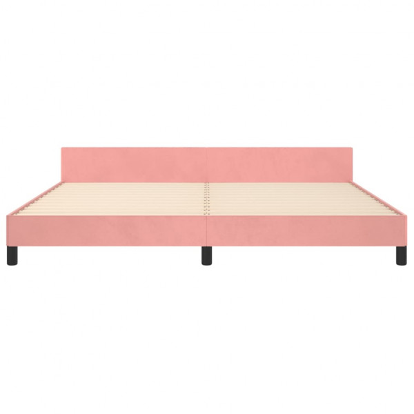 Estructura de cama con cabecero de terciopelo rosa 200x200 cm M 5