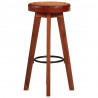 Taburetes de cocina 2 uds cuero auténtico madera maciza acacia 3