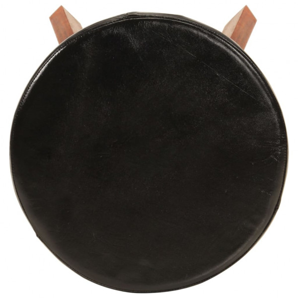 Taburetes de cocina 2 uds cuero auténtico madera maciza acacia M 4