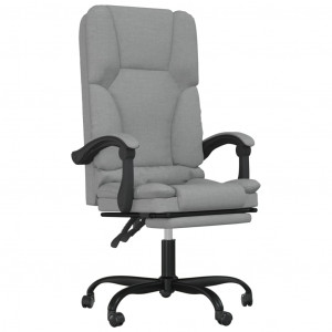 Silla de oficina reclinable con masaje de tela gris claro H