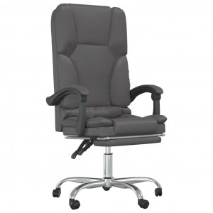 Silla de oficina reclinable masaje cuero sintético gris H