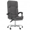 Silla de oficina reclinable masaje cuero sintético gris 2