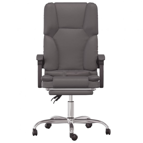 Silla de oficina reclinable masaje cuero sintético gris M 3