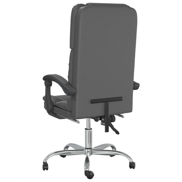 Silla de oficina reclinable masaje cuero sintético gris M 5