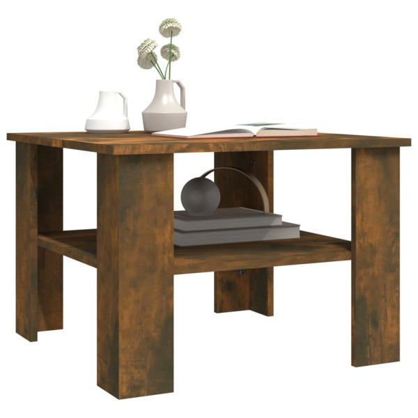 Mesa de centro madera contrachapada roble ahumado 60x60x42 cm M 3
