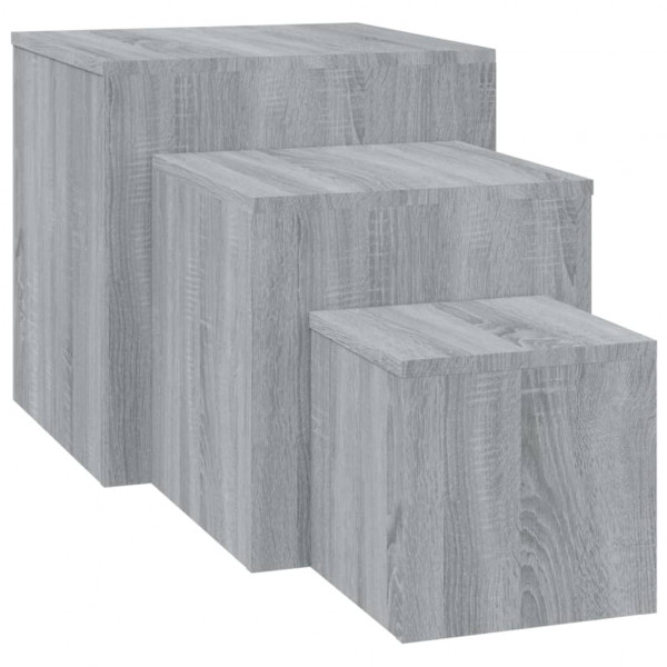Mesitas auxiliares 3 piezas madera contrachapada gris Sonoma M 2