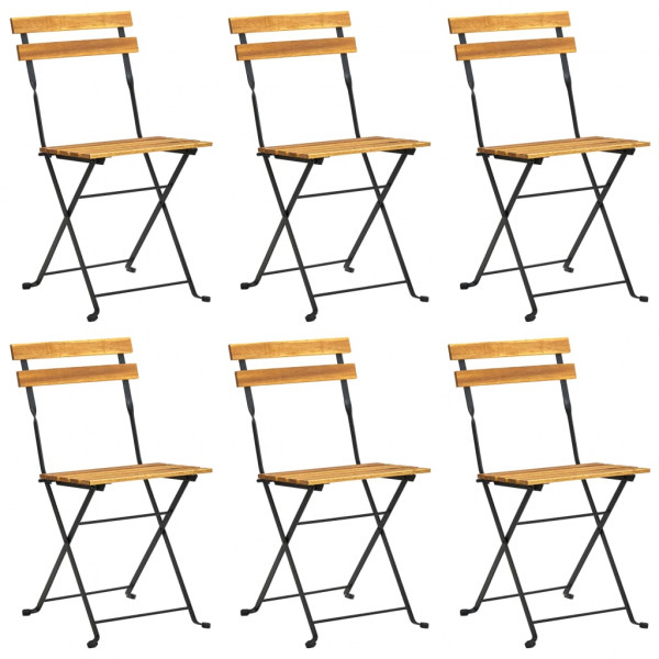 Sillas de jardín plegables 6 uds madera maciza acacia y acero M 2