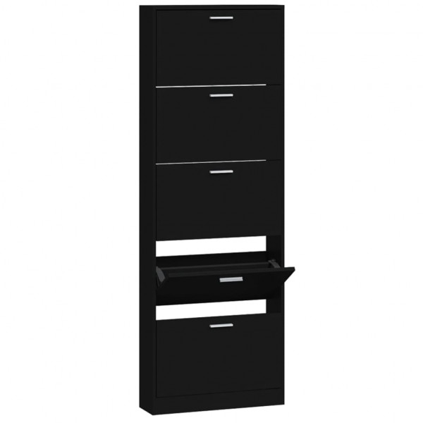 Mueble zapatero madera contrachapada negro 59x17x169 cm M 2