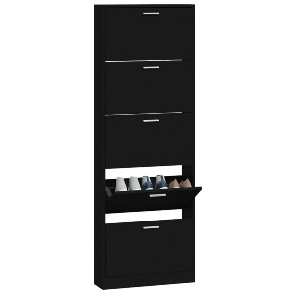 Mueble zapatero madera contrachapada negro 59x17x169 cm M 4
