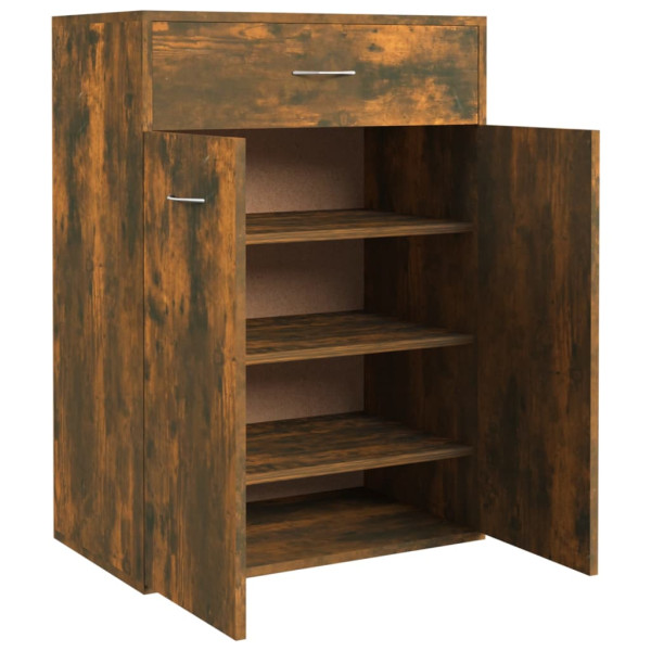Mueble zapatero madera contrachapada roble ahumado 60x35x84 cm M 3